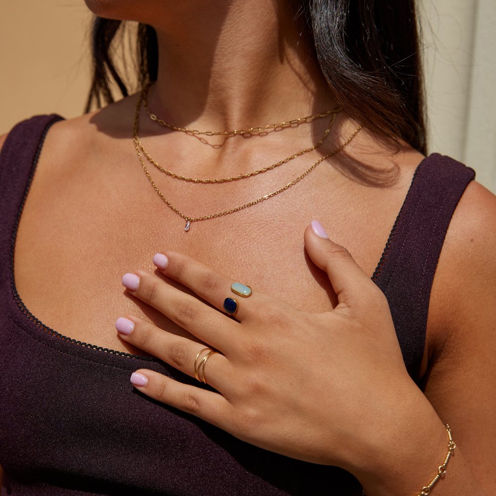 Anel de abraço com aguamarina